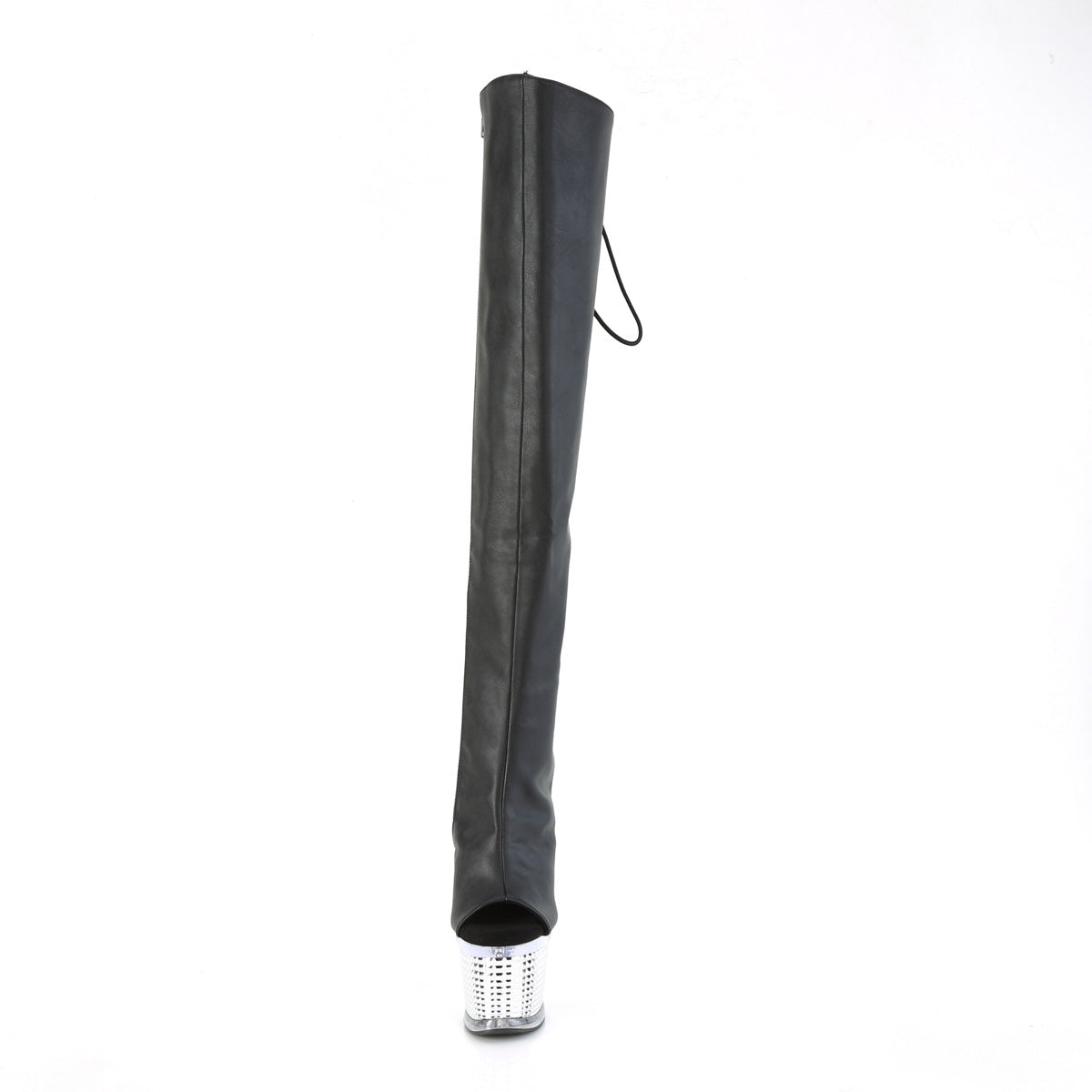 Pleaser Botas SPECTATOR-3019 Blk Faxur Cuero / CLR-SLV Chrome