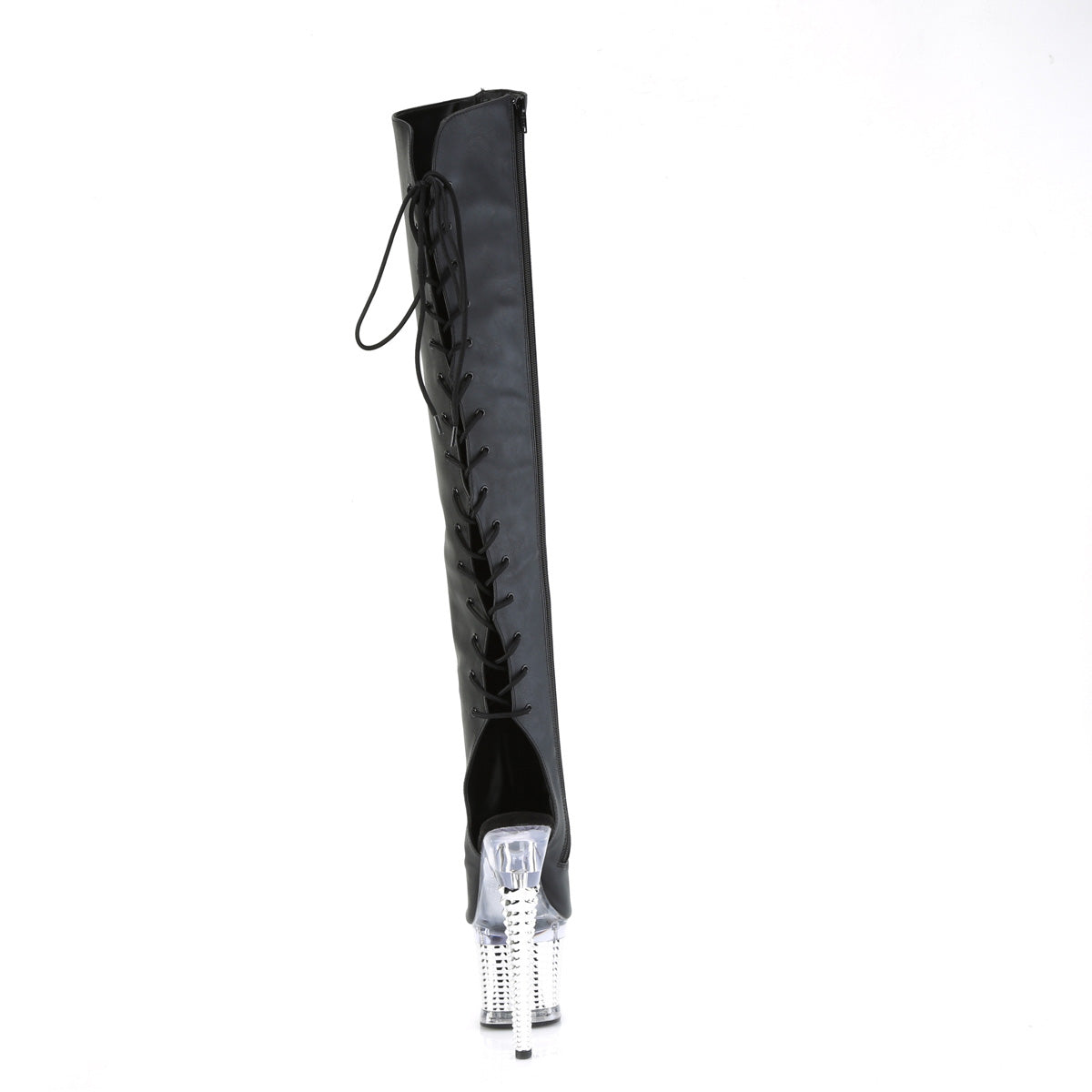 Pleaser Botas SPECTATOR-3019 Blk Faxur Cuero / CLR-SLV Chrome