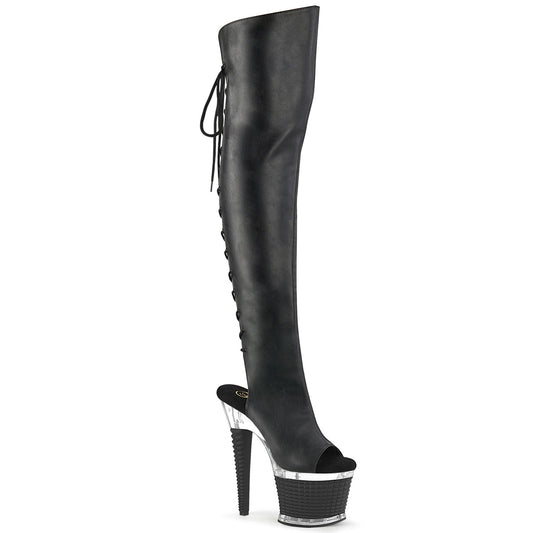 Pleaser  Botas SPECTATOR-3019 Blk Faux Cuero / Clr-Blk Mate