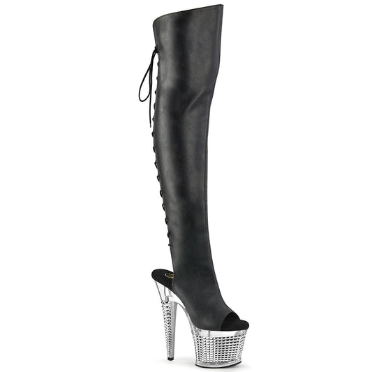 Pleaser  Botas SPECTATOR-3019 Blk Faxur Cuero / CLR-SLV Chrome