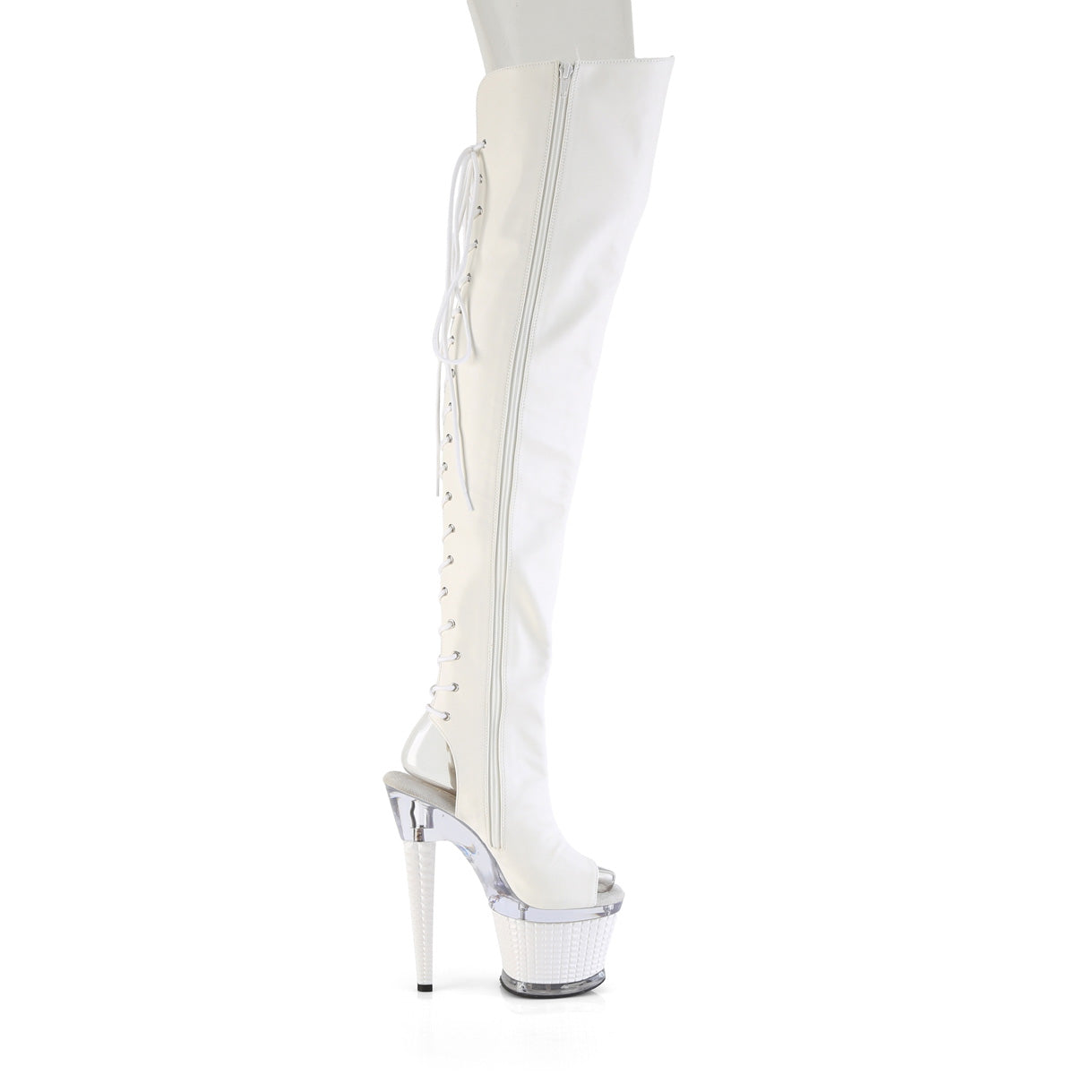 Pleaser Women's Platform Shoes SPECTATOR-3030 Wht Faux Leather/Clr-Wht Matte