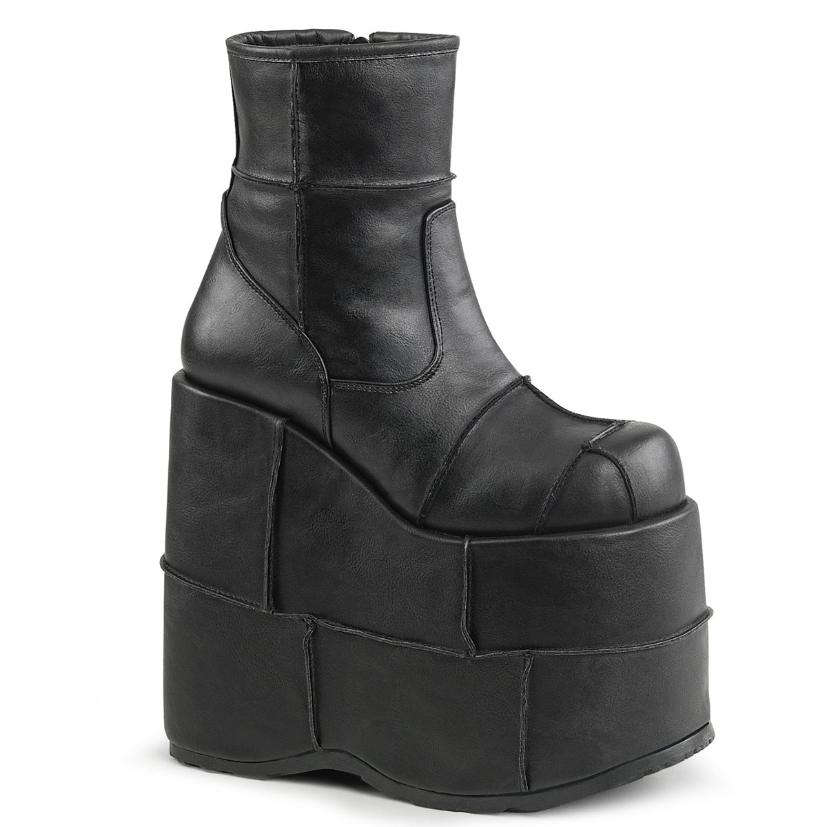 DemoniaCult Botas para hombre STACK-201 BLK de cuero vegano