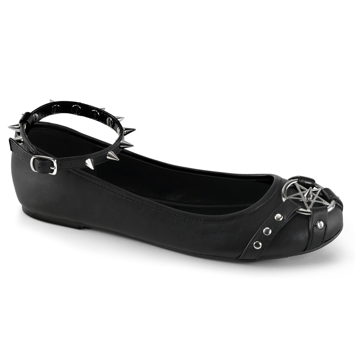 DemoniaCult Zapato bajo para mujer STAR-23 Blk Leather Vegan