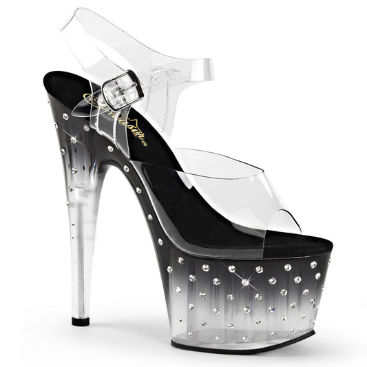 Pleaser Sandalias para mujer STARDUST-708T CLR / BLK-CLR