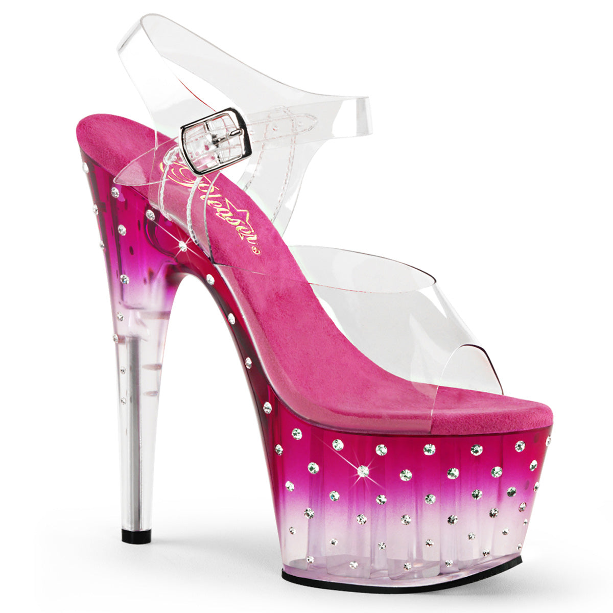 Pleaser Sandalias para mujer STARDUST-708t clr / rosa-clr