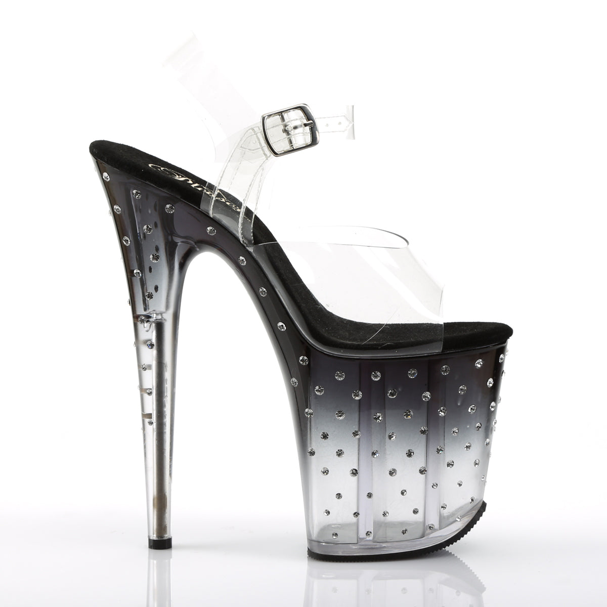 Pleaser Sandalias para mujer STARDUST-808T CLR / BLK-CLR