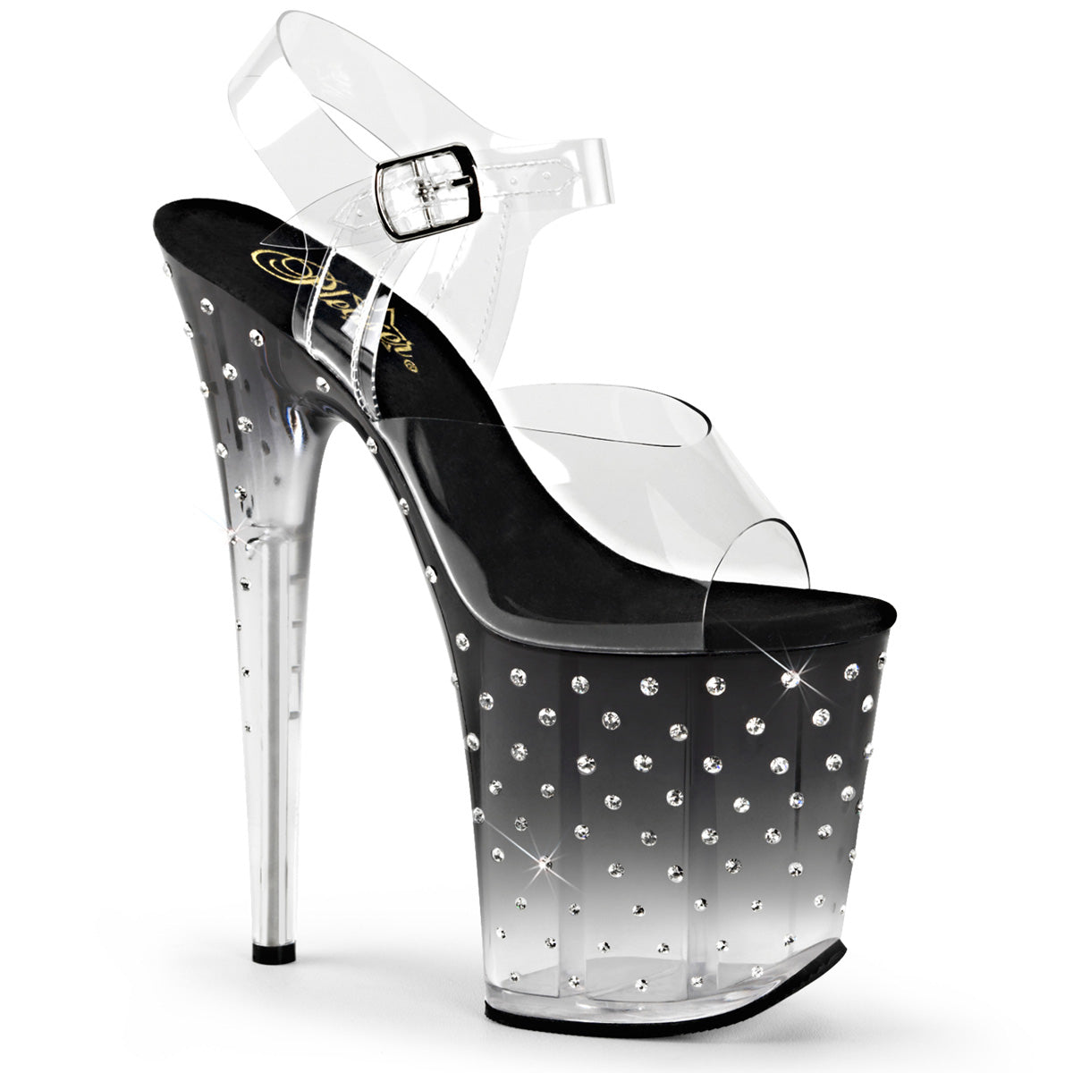Pleaser Sandalias para mujer STARDUST-808T CLR / BLK-CLR