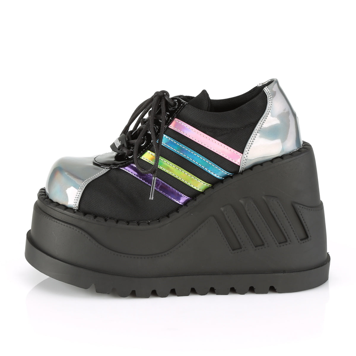 DemoniaCult Womens STOMP-08 Blk-Pewter Multi Hologram