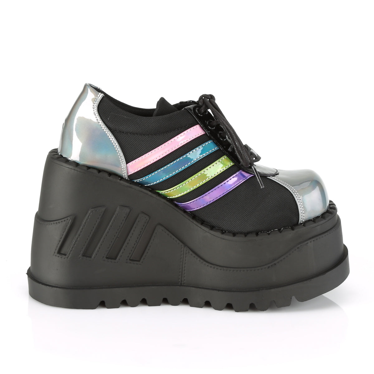 DemoniaCult Womens STOMP-08 Blk-Pewter Multi Hologram