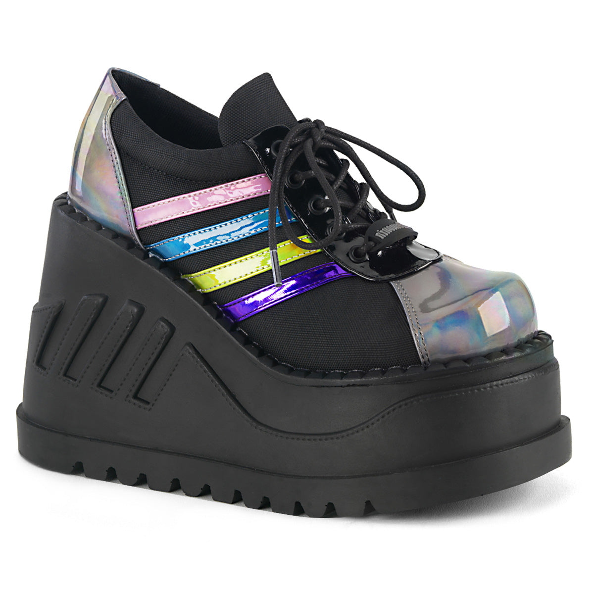 DemoniaCult Womens STOMP-08 Blk-Pewter Multi Hologram
