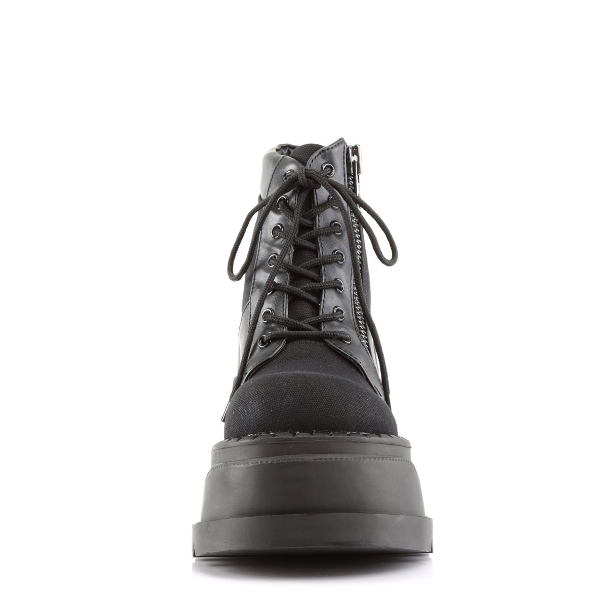 DemoniaCult Botas de tobillo para mujeres STOMP-10 cuero de lona-vegano BLK