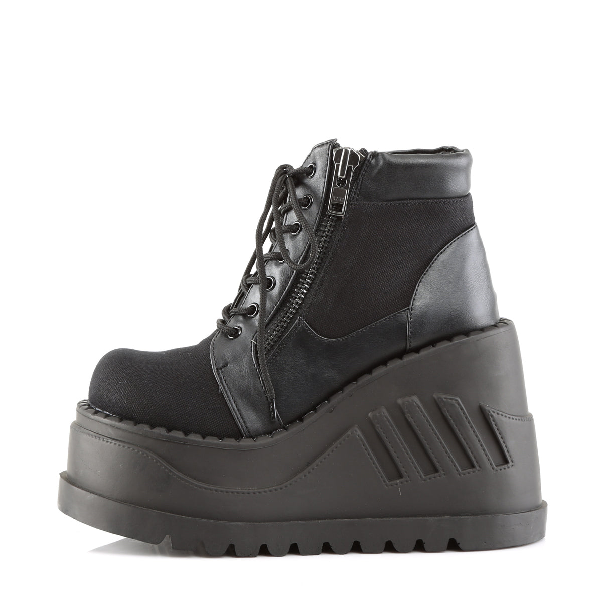 DemoniaCult Botas de tobillo para mujeres STOMP-10 cuero de lona-vegano BLK
