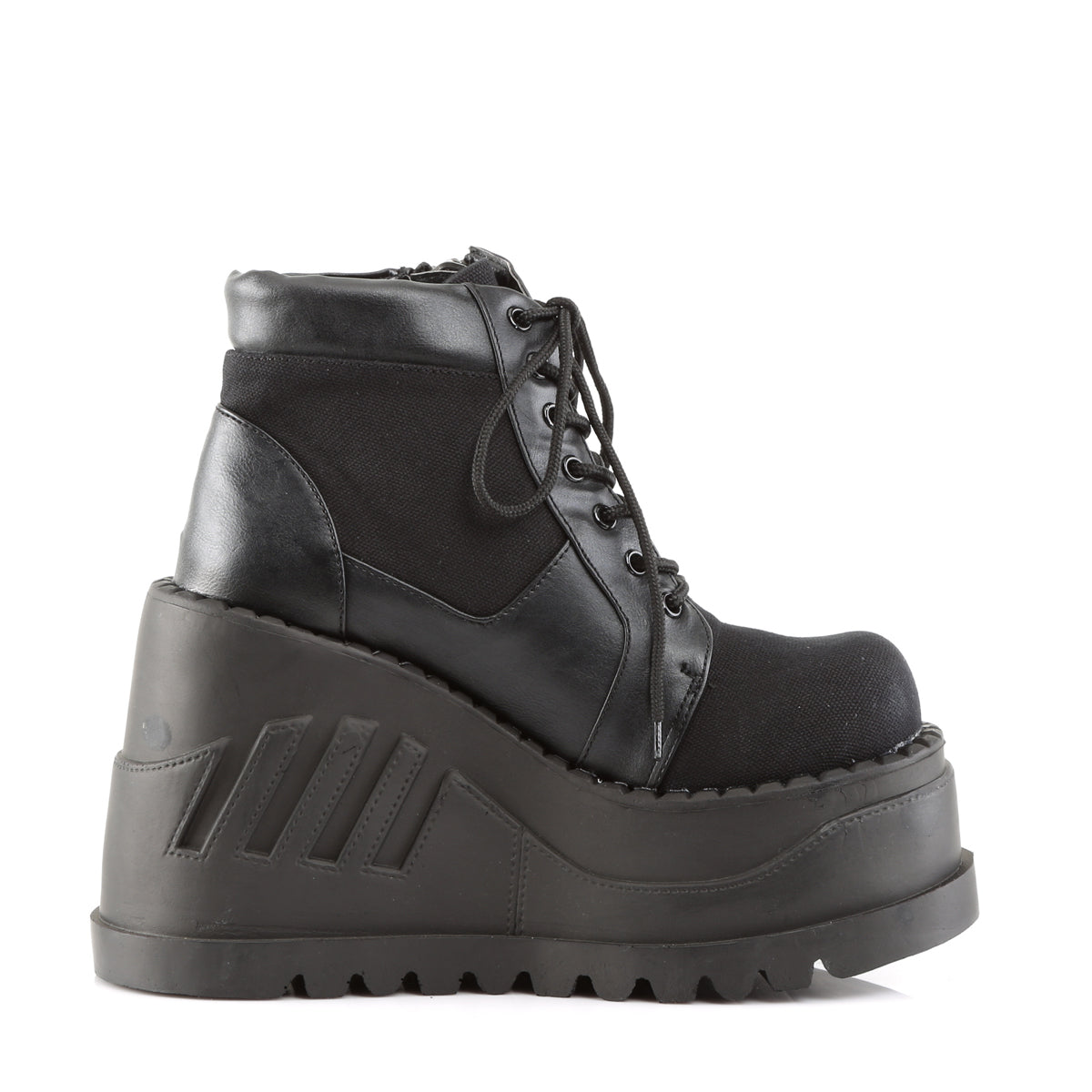 DemoniaCult Botas de tobillo para mujeres STOMP-10 cuero de lona-vegano BLK
