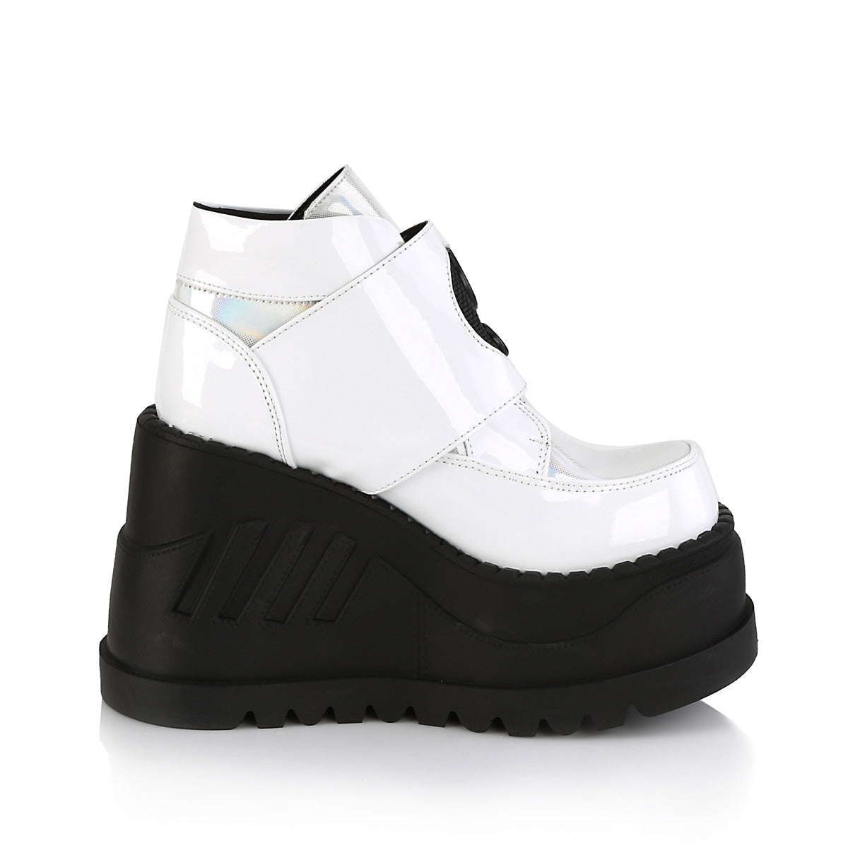 DemoniaCult Botas de tobillo para mujeres STOMP-15 WHT Patent-Multi
