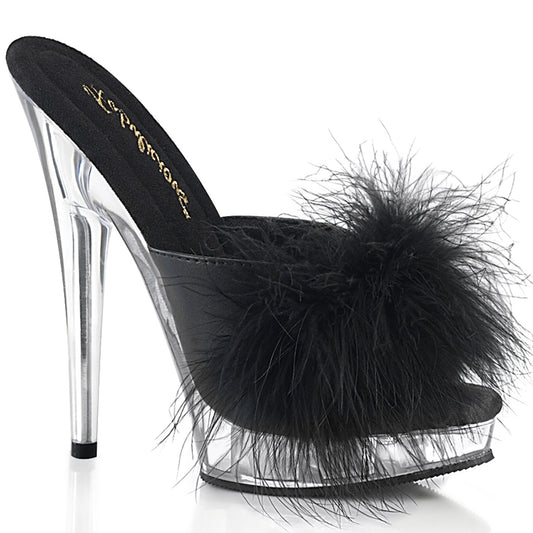 Fabulicious  Sandalias SULTRY-601F BLK PU-MARABOU PIEL / CLR