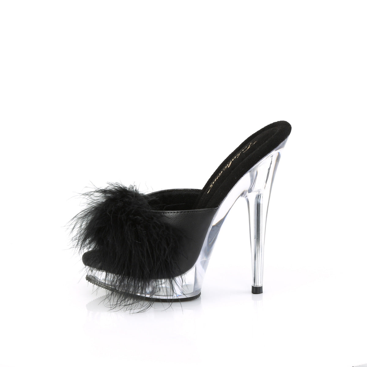 Fabulicious Sandals SULTRY-601F Blk Pu-Marabou Fur/Clr