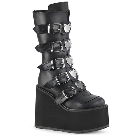 DemoniaCult Botas de mujer SWING-230 BLK de cuero vegano