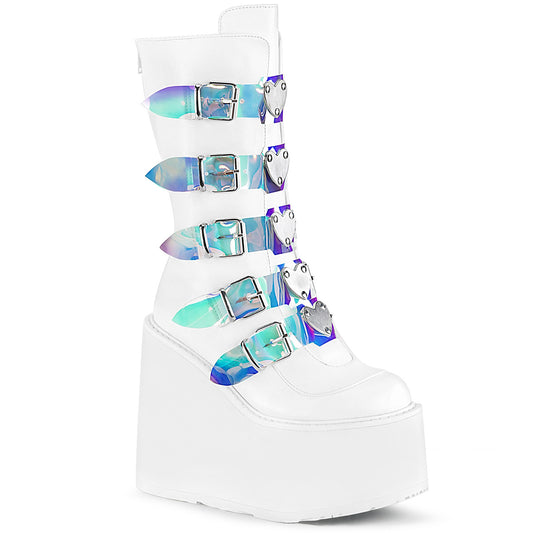 DemoniaCult Botas de mujer SWING-230 WHT cuero vegano