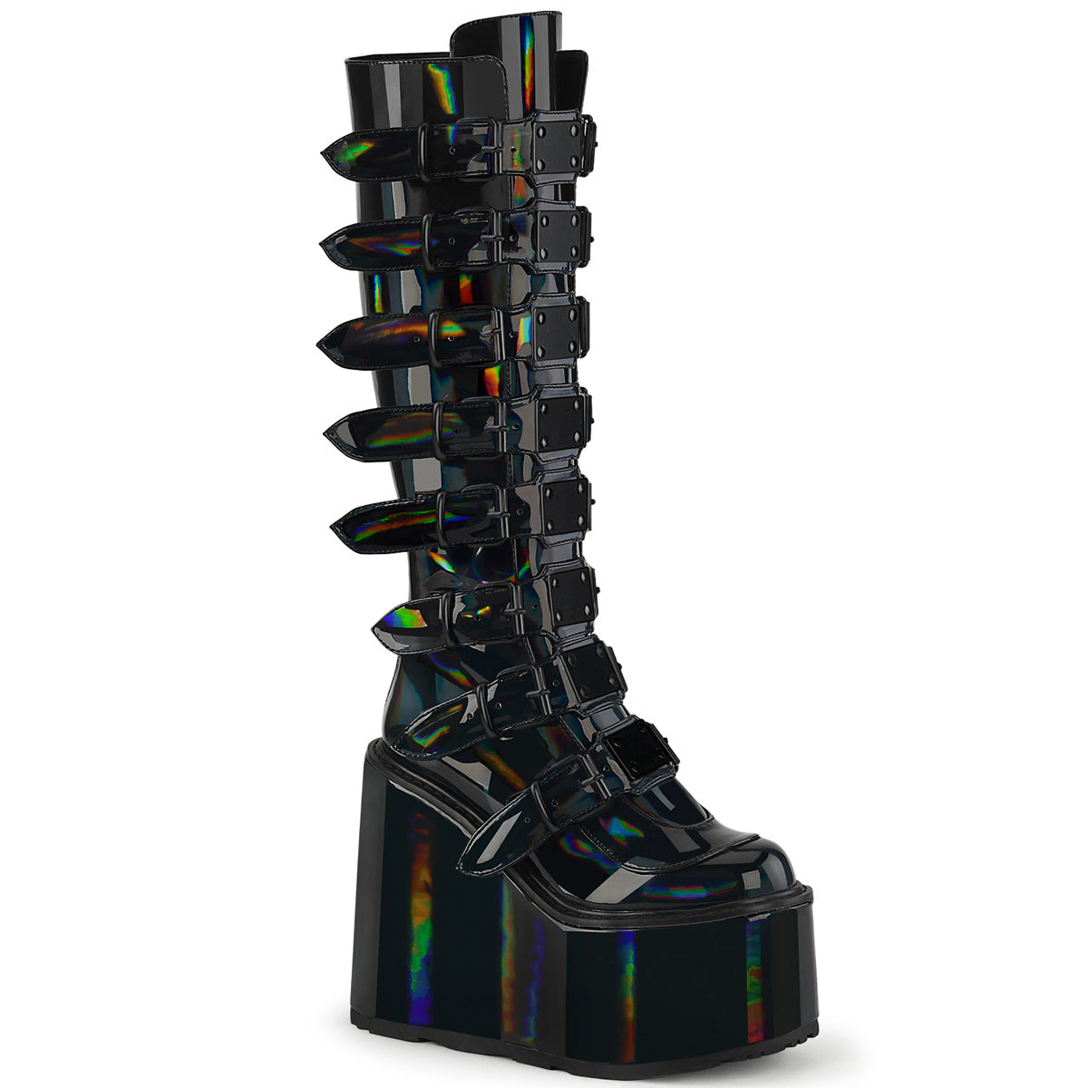 DemoniaCult Botas SWING-815 BLK Holográfica Pat