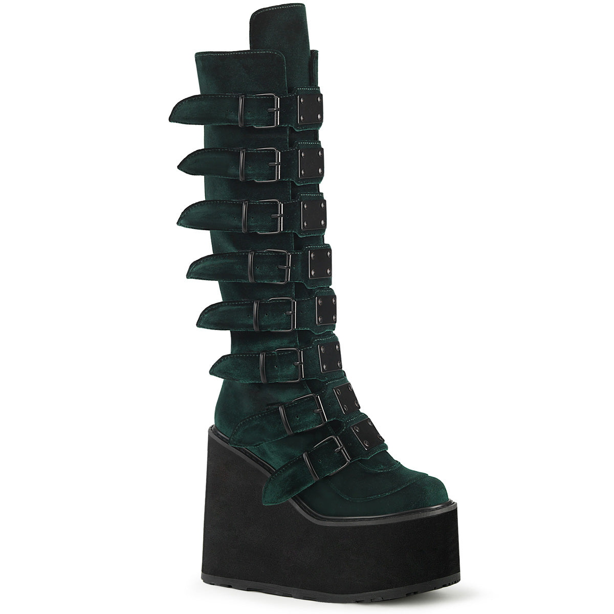 DemoniaCult Botas SWING-815 terciopelo esmeralda
