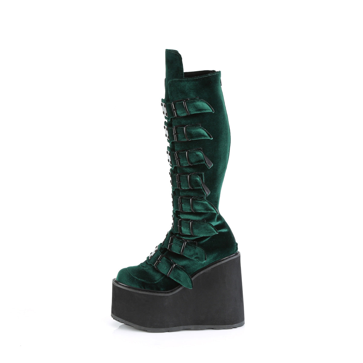 DemoniaCult Botas SWING-815 terciopelo esmeralda