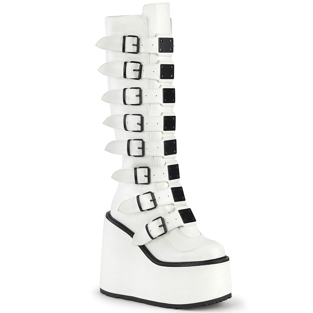 DemoniaCult Botas SWING-815 WHT Cuero vegano