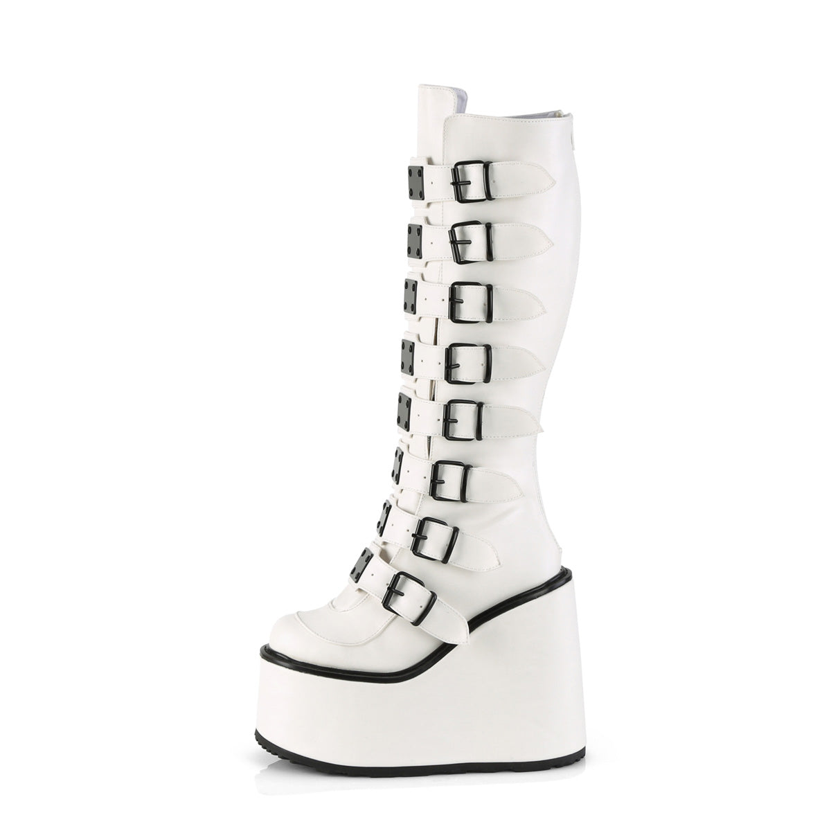 DemoniaCult Botas SWING-815 WHT Cuero vegano