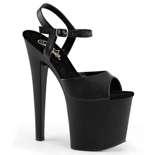 Pleaser Sandalias para mujer TABOO-709 BLK Faux Cuero / Blk Mate