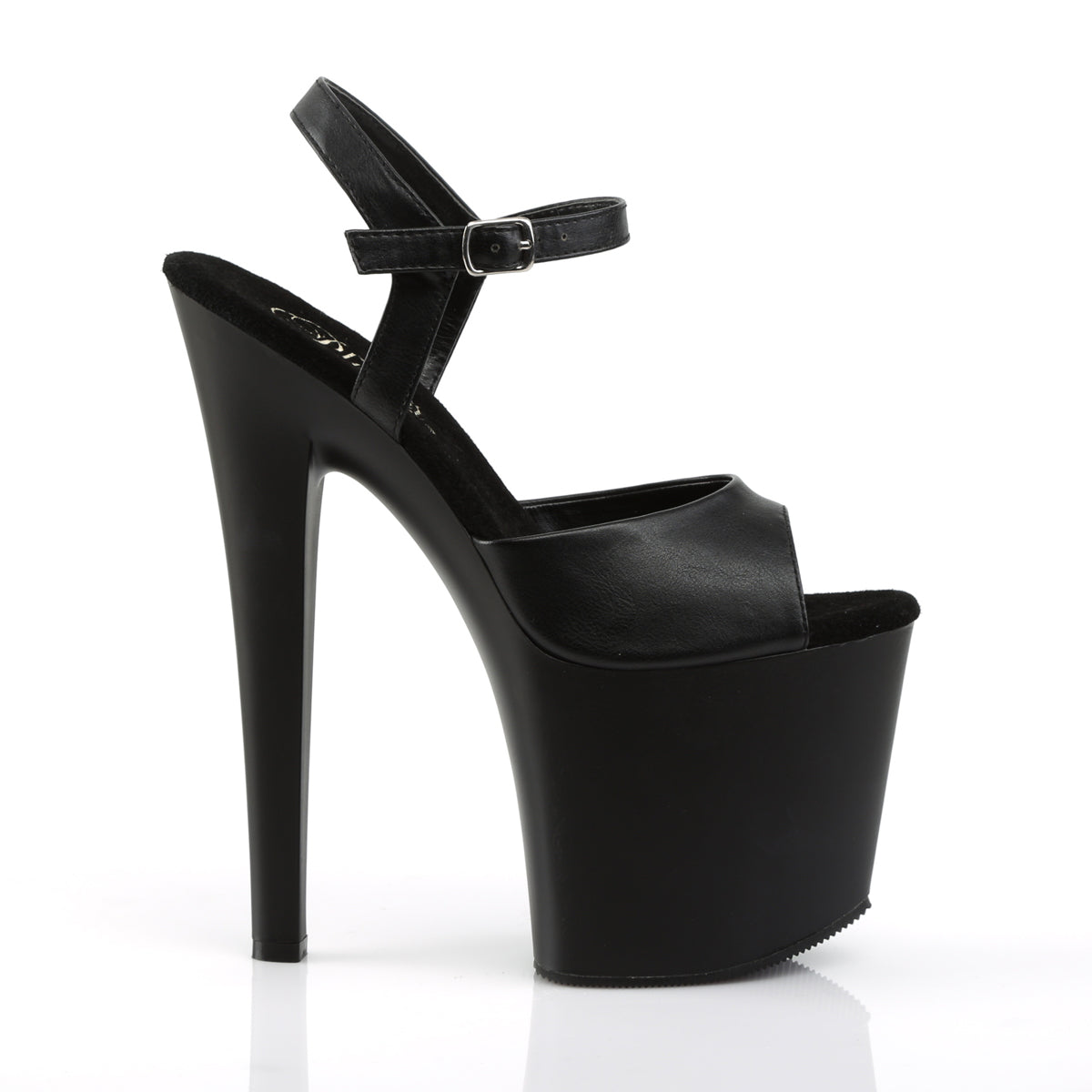 Pleaser Sandalias para mujer TABOO-709 BLK Faux Cuero / Blk Mate