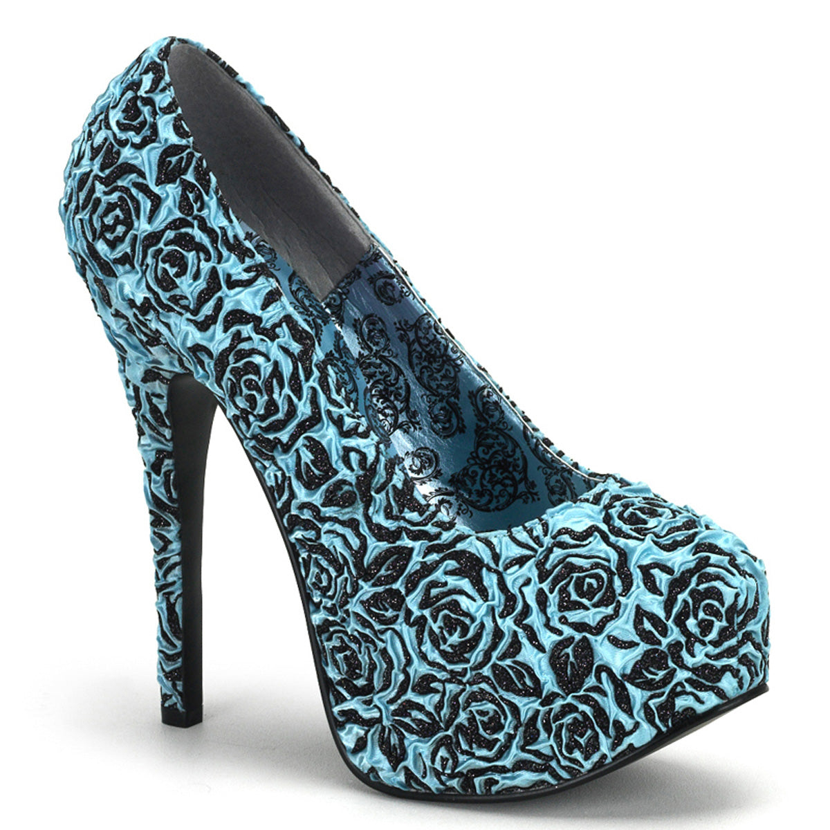 Bordello Bombas para mujer TEEZE-39 B.Blue Floral Satin