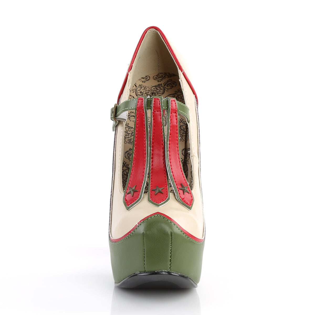 Bordello Bombas para mujer TEEZE-43 crema-Olive PU verde