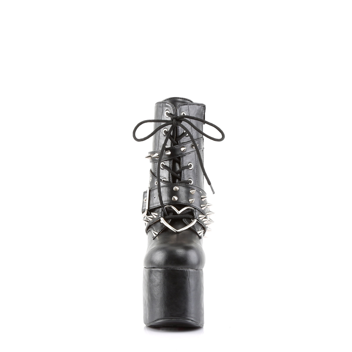 DemoniaCult Botas de tobillo para mujeres TORMENT-700 Blk Leather Vegan