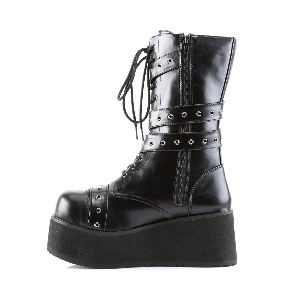 DemoniaCult Botas para hombre TRASHVILLE-205 BLK de cuero vegano
