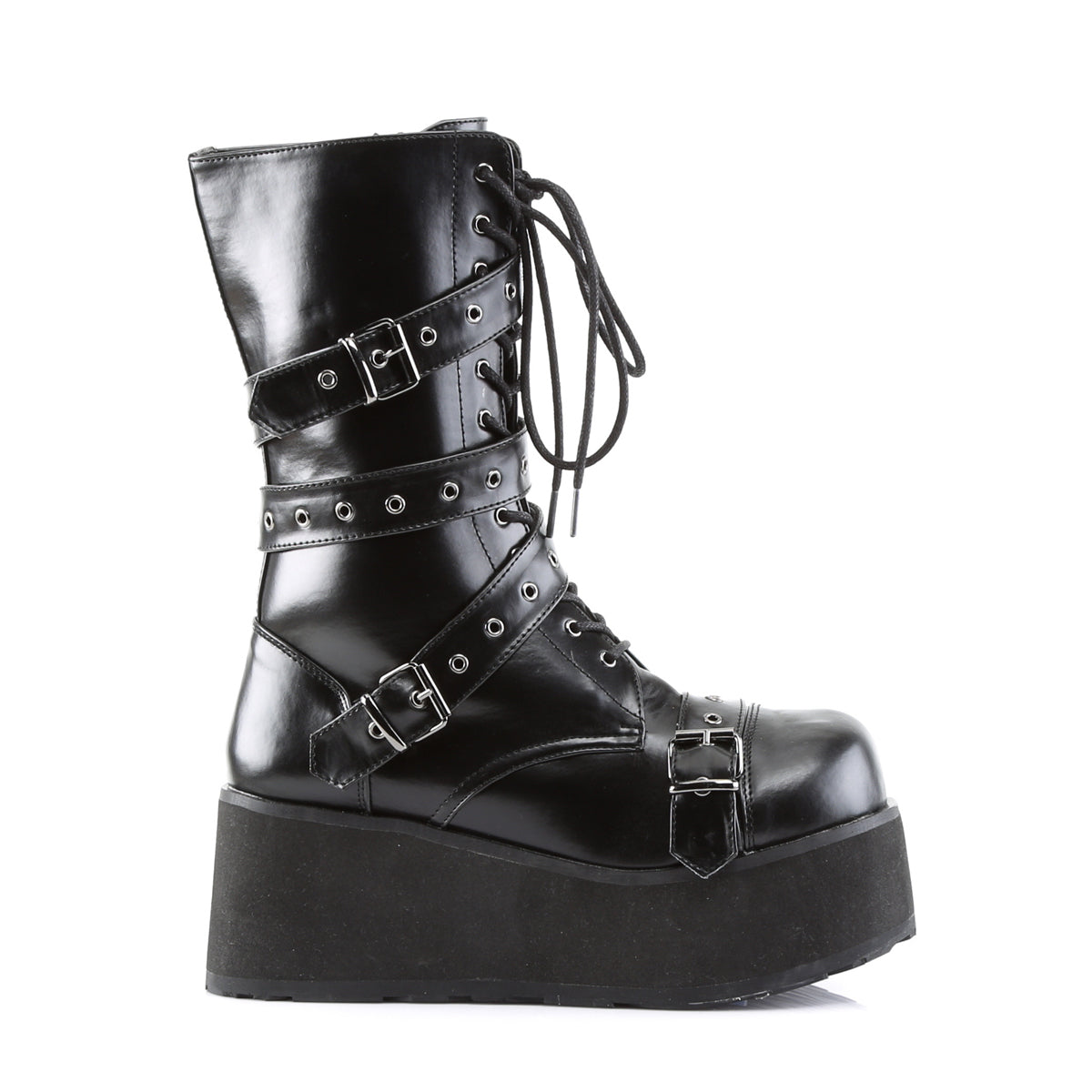 DemoniaCult Botas para hombre TRASHVILLE-205 BLK de cuero vegano