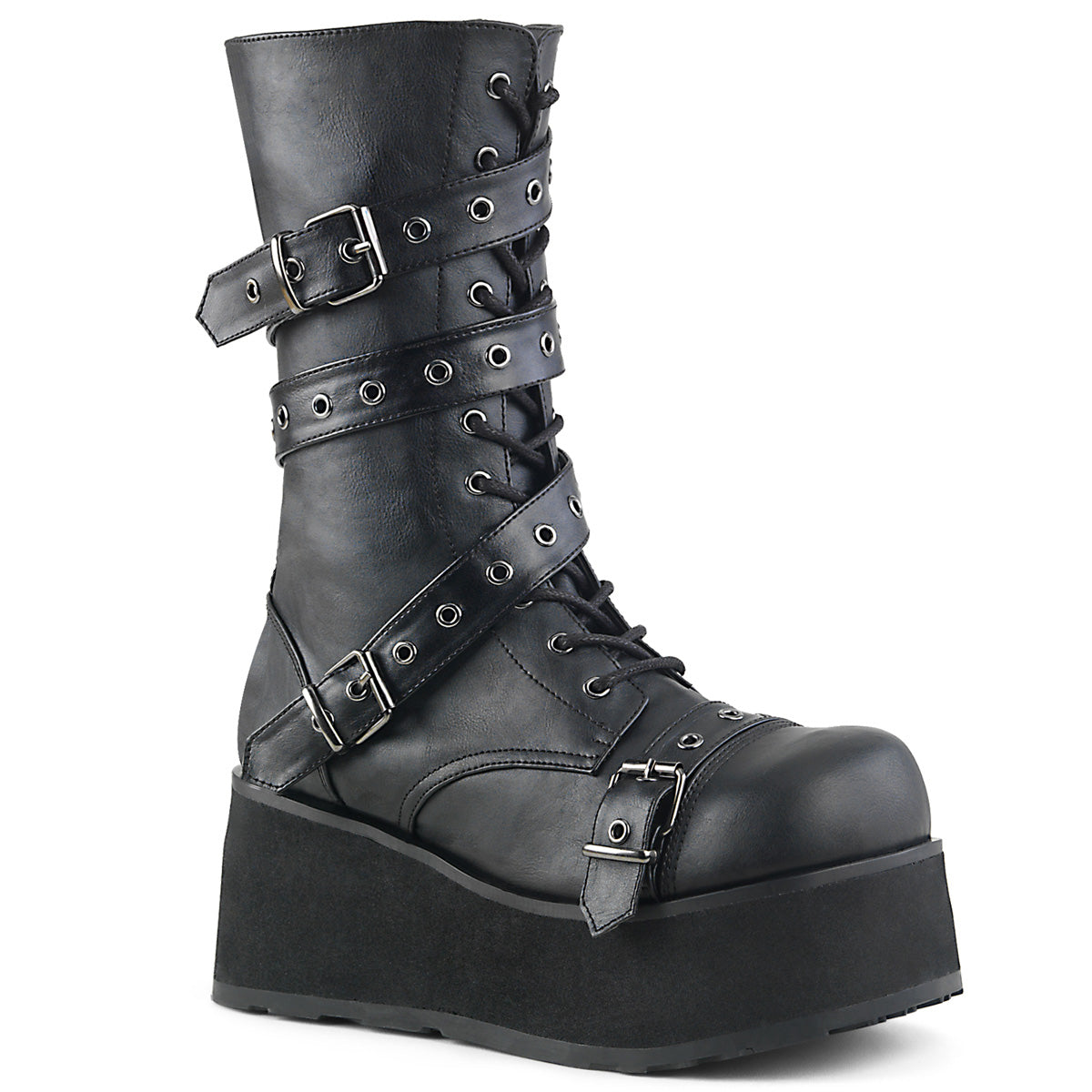 DemoniaCult Botas para hombre TRASHVILLE-205 BLK de cuero vegano