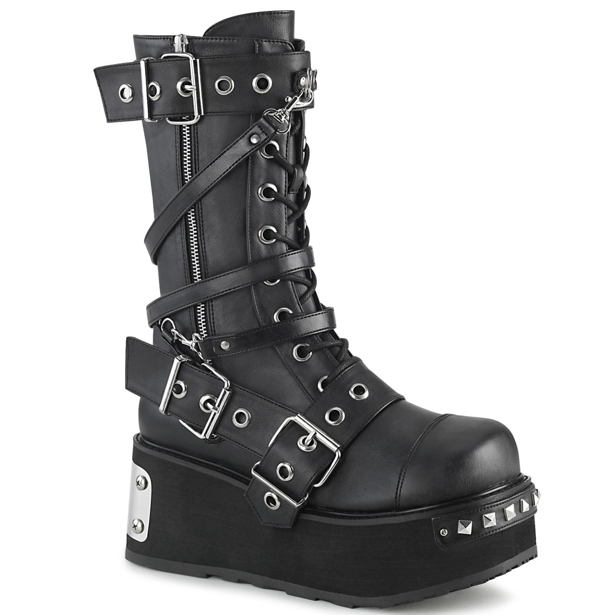 DemoniaCult Botas para hombre TRASHVILLE-250 BLK de cuero vegano