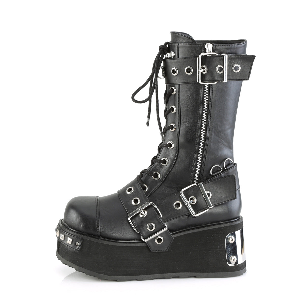 DemoniaCult Botas para hombre TRASHVILLE-250 BLK de cuero vegano