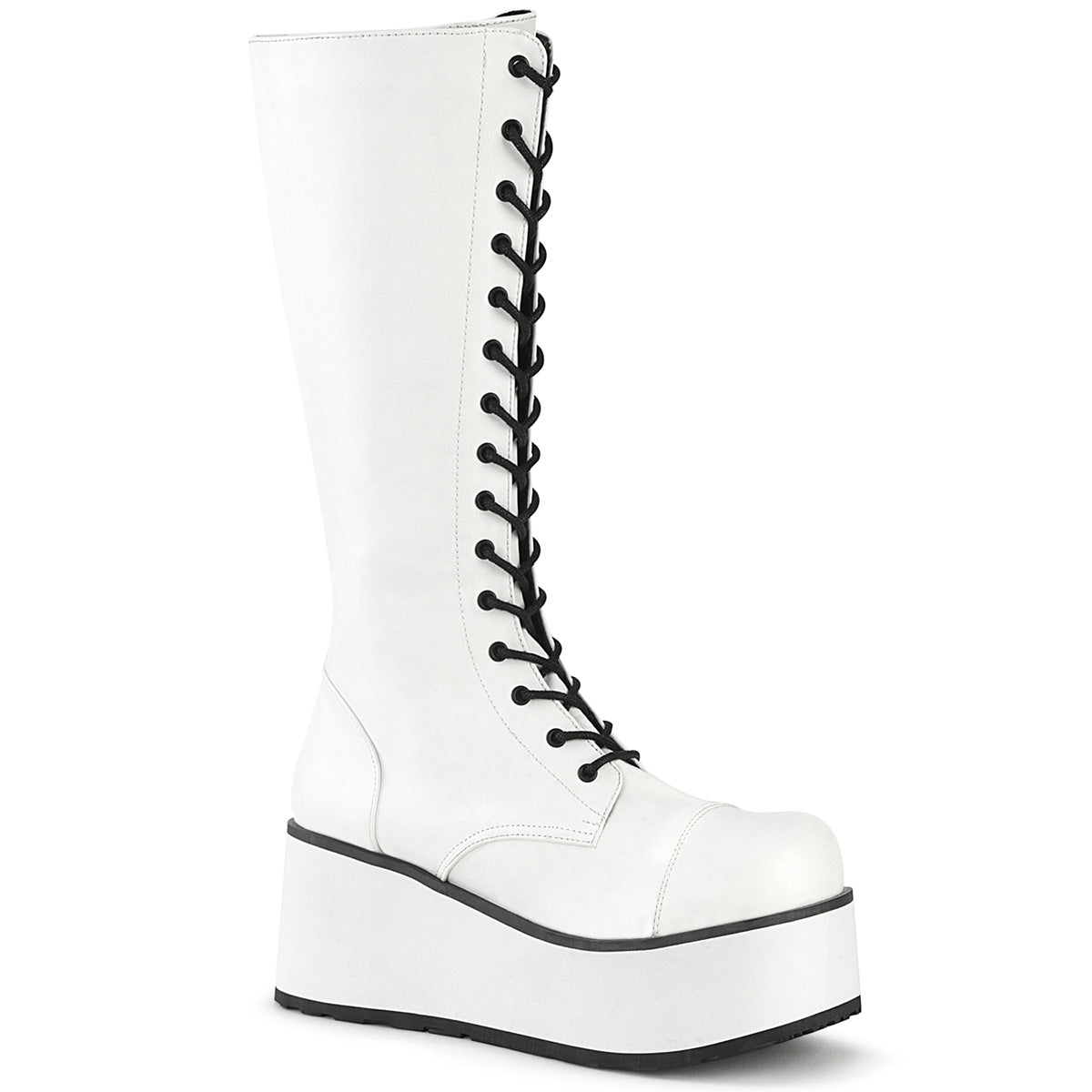 DemoniaCult Botas para hombre TRASHVILLE-502 Wht Leather Vegan