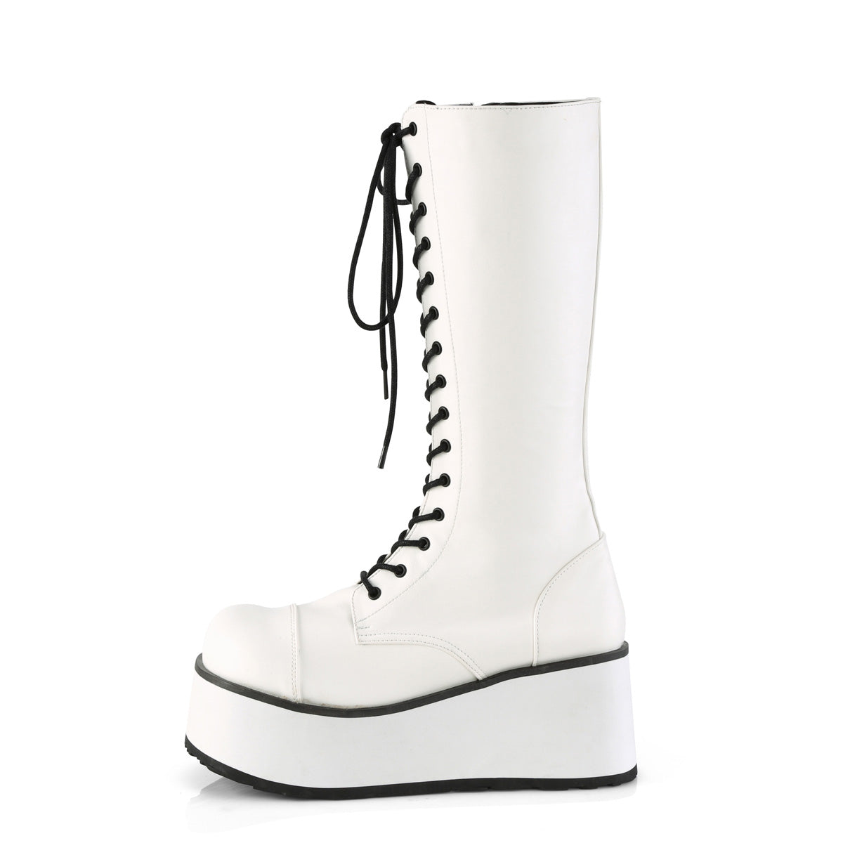 DemoniaCult Botas para hombre TRASHVILLE-502 Wht Leather Vegan