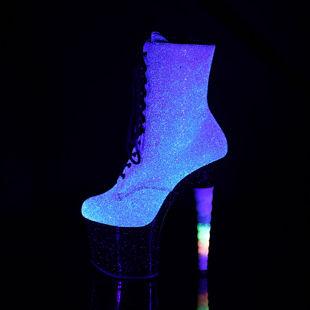 Pleaser Botas de tobillo para mujer unicorn-1020g Purple-Blue Glitter / Blk