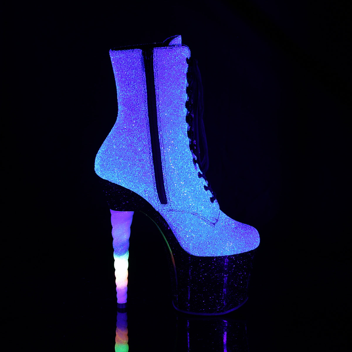 Pleaser Botas de tobillo para mujer unicorn-1020g Purple-Blue Glitter / Blk