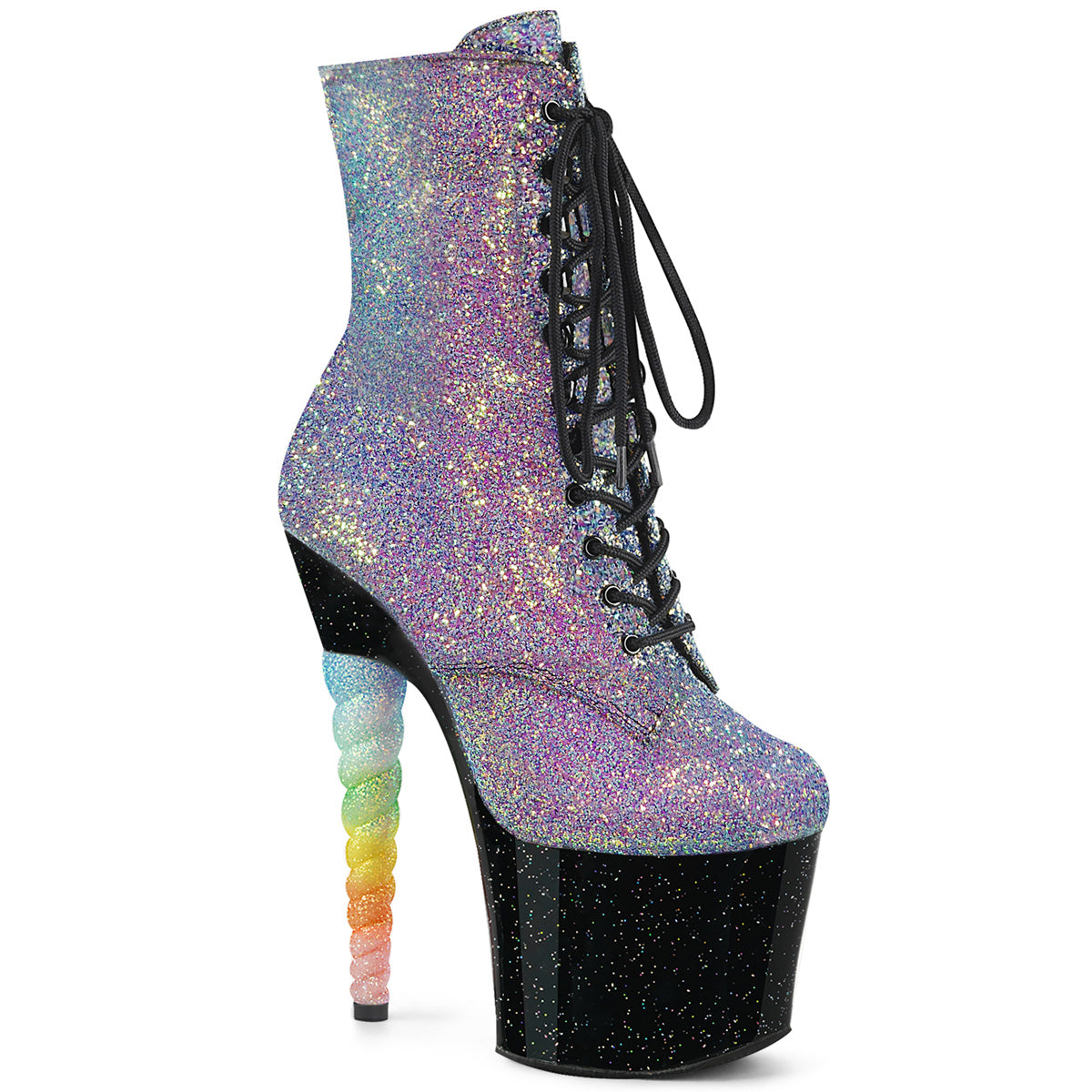 Pleaser Botas de tobillo para mujer unicorn-1020g Purple-Blue Glitter / Blk