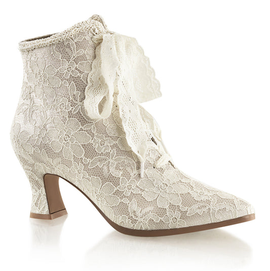 Fabulicious Botas de tobillo para mujer VICTORIAN-30 Champaign Satin-Lace