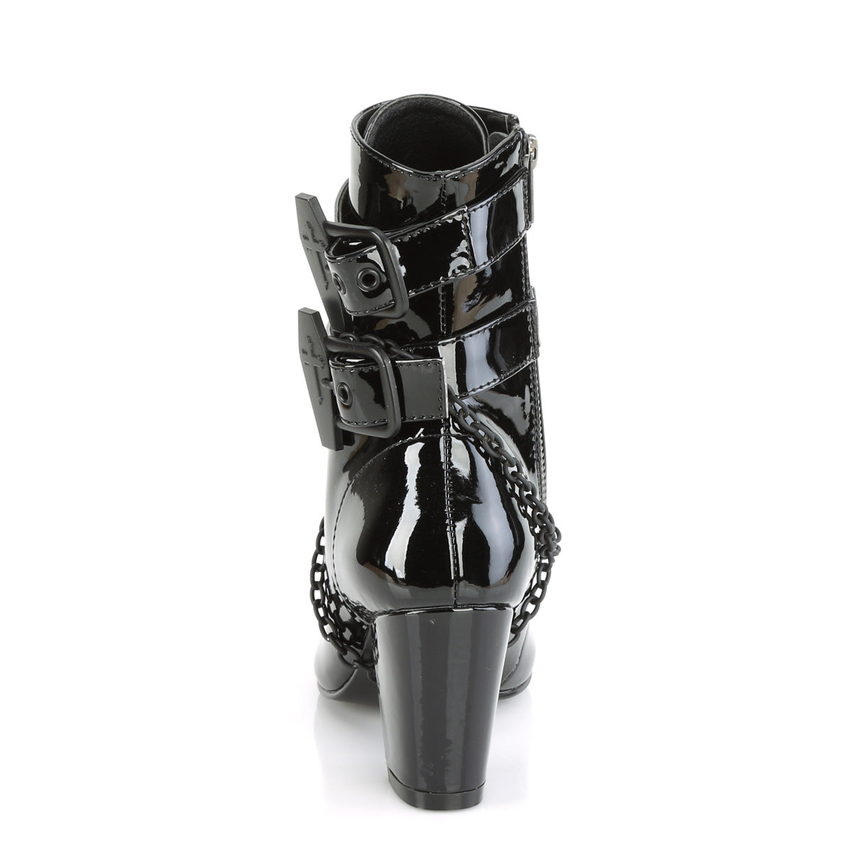 DemoniaCult Botas de tobillo para mujeres VIVIKA-128 Blk Pat