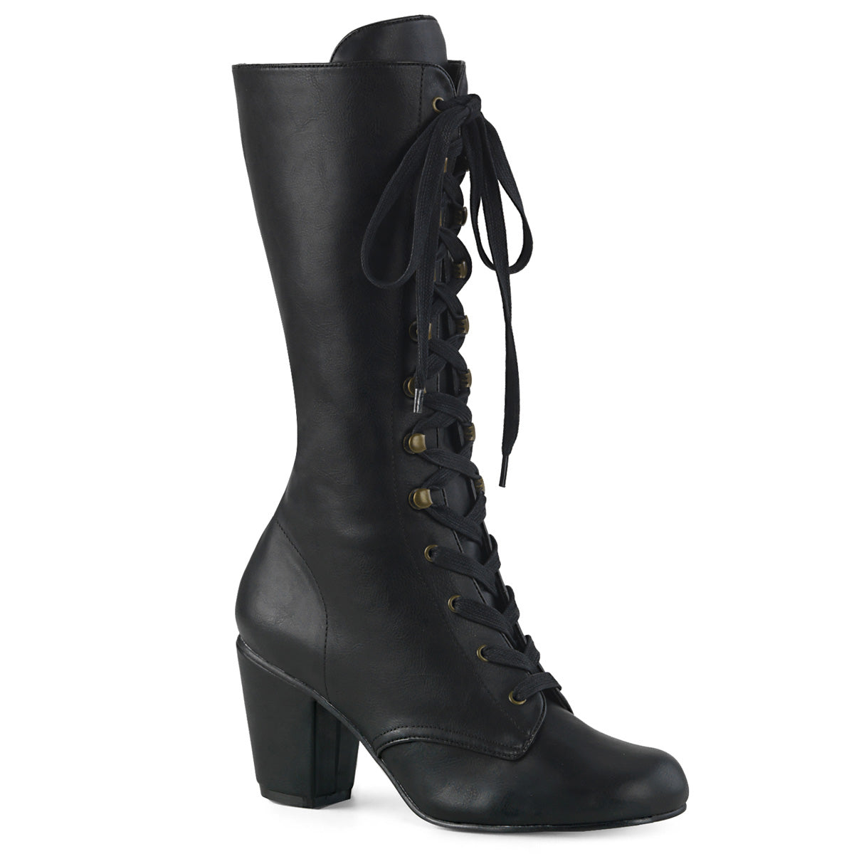DemoniaCult Botas de mujer VIVIKA-205 BLK de cuero vegano