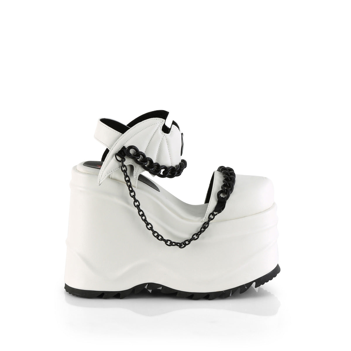 DemoniaCult Sandalias para mujeres WAVE-20 WHT cuero vegano