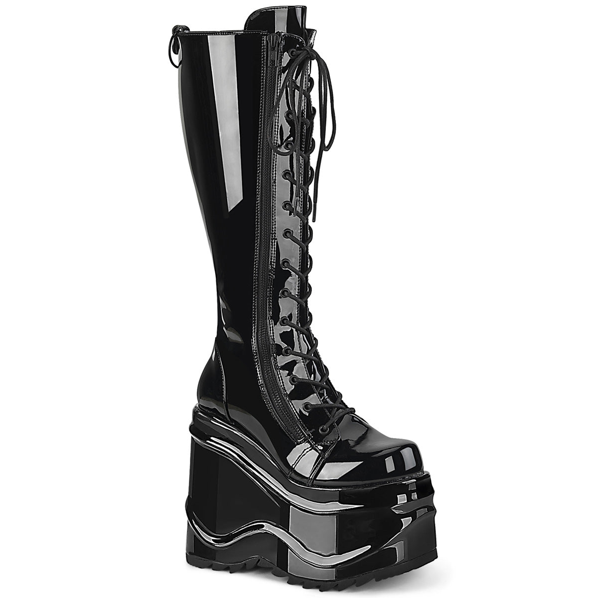DemoniaCult Botas de mujer WAVE-200 BLK Patente