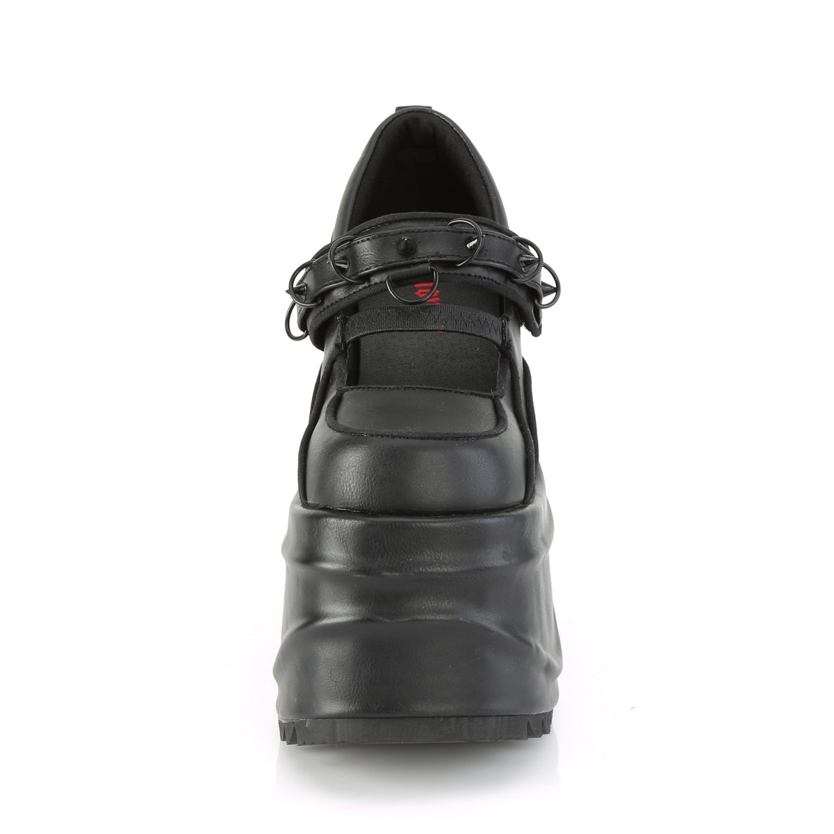 DemoniaCult Bombas de mujer WAVE-48 BLK de cuero vegano
