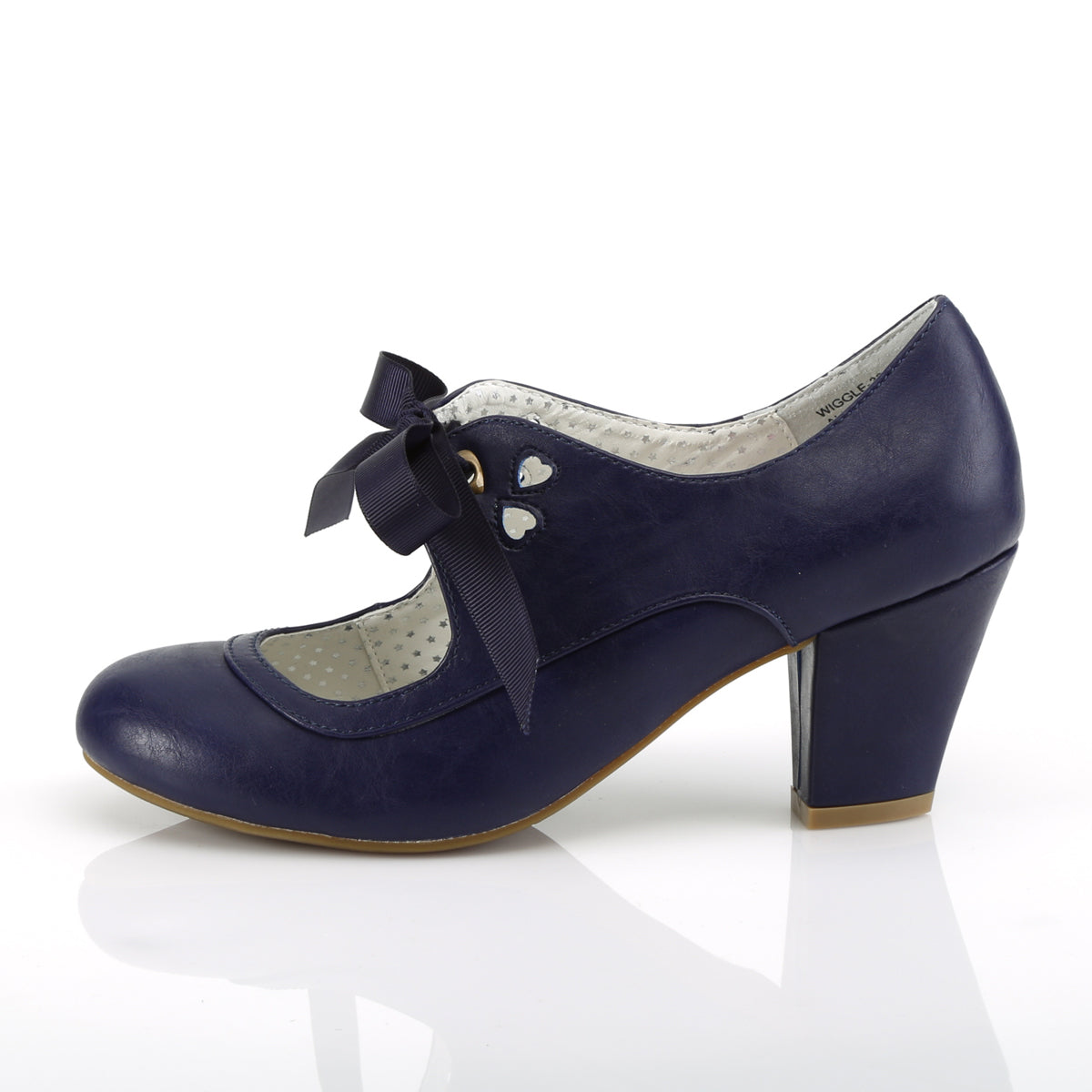 Pin Up Couture Bombas para mujer WIGGLE-32 piel de imitación azul marino