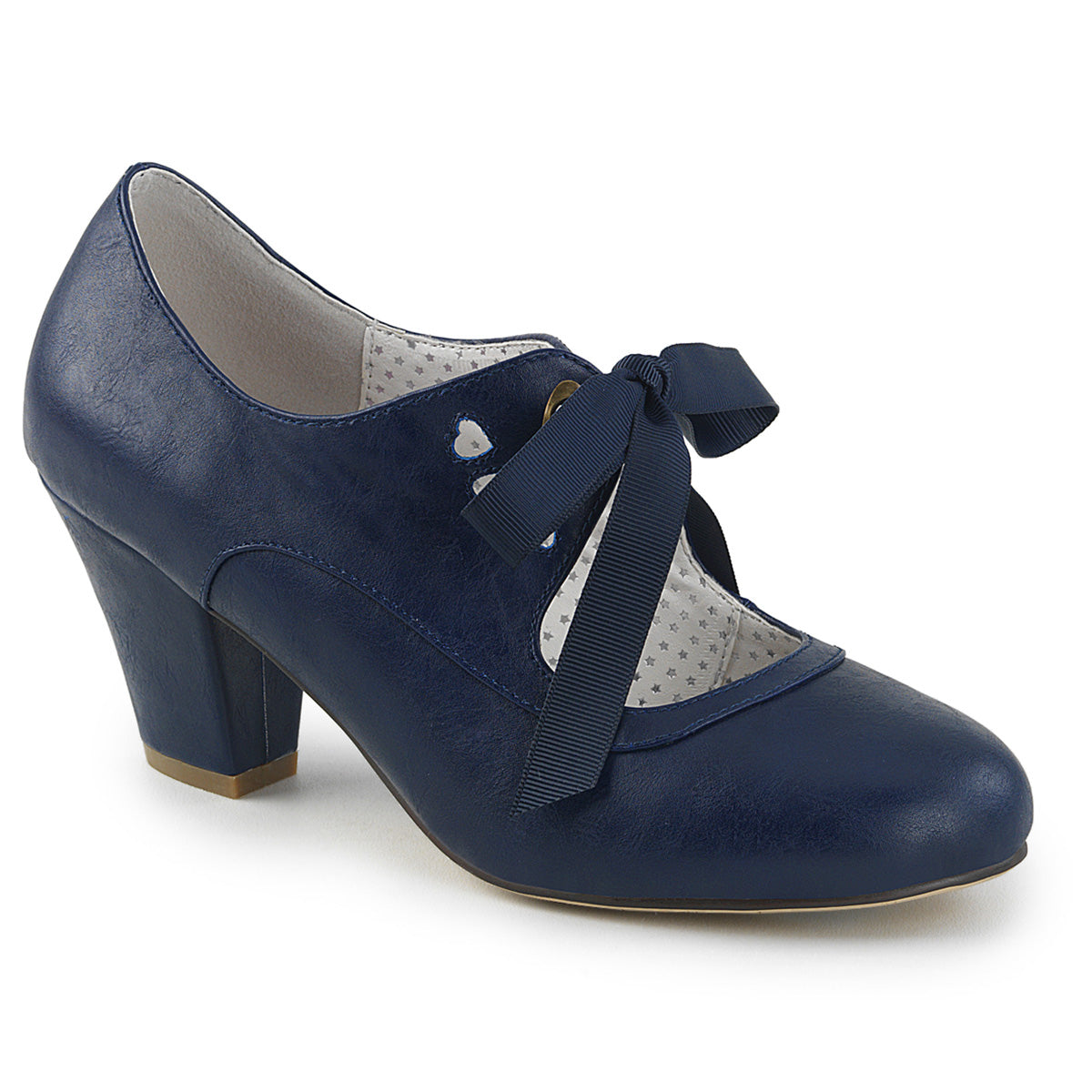 Pin Up Couture Bombas para mujer WIGGLE-32 piel de imitación azul marino